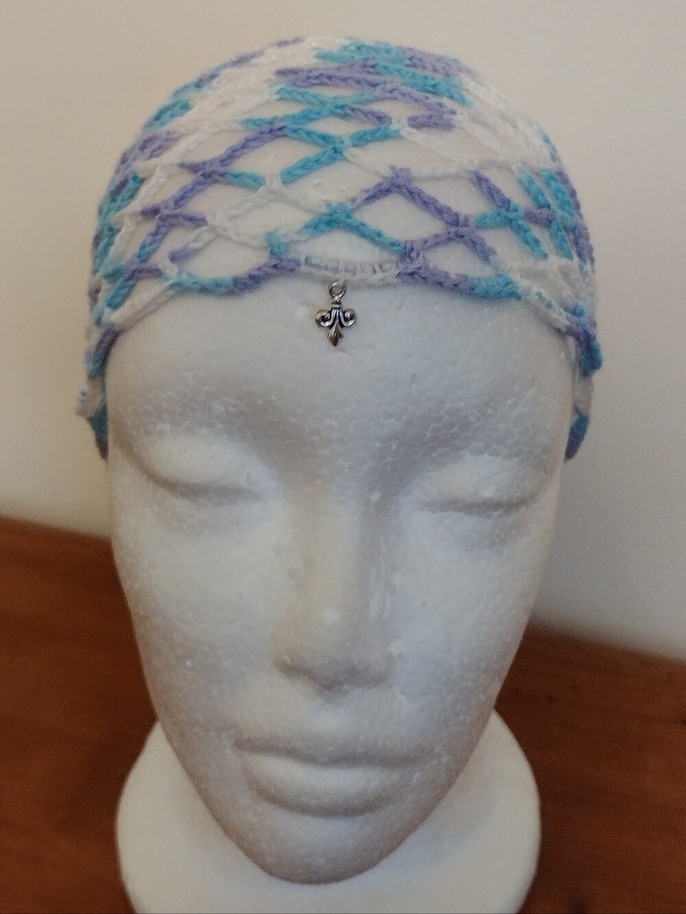 Handmade Crocheted Decorative Headpiece/ Mesh Hat